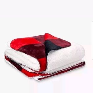 Victorias Secret PINK Red Plaid Pup Sherpa Blanket